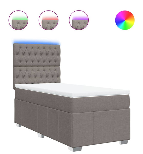 Boxspringbett mit Matratze Taupe 90x200 cm Stoff