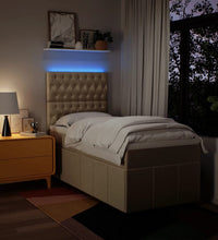 Boxspringbett mit Matratze Creme 90x200 cm Stoff