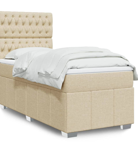 Boxspringbett mit Matratze Creme 90x200 cm Stoff