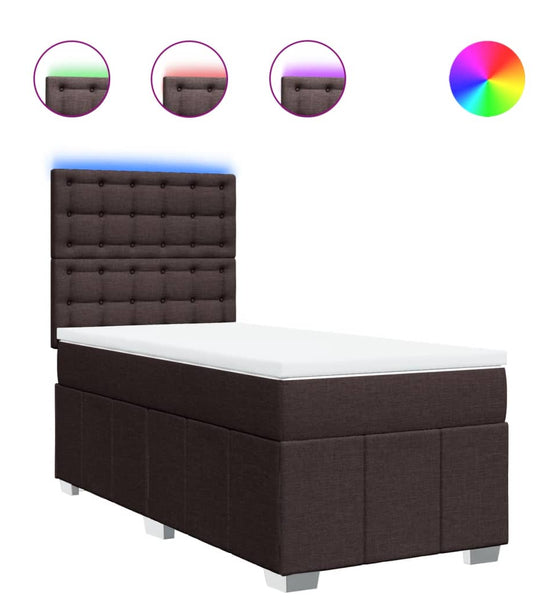 Boxspringbett mit Matratze Dunkelbraun 90x200 cm Stoff