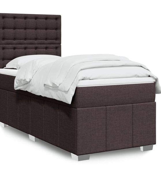 Boxspringbett mit Matratze Dunkelbraun 90x200 cm Stoff
