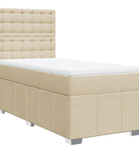 Boxspringbett mit Matratze Creme 90x200 cm Stoff