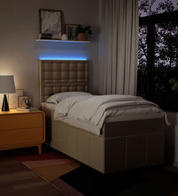 Boxspringbett mit Matratze Creme 90x200 cm Stoff