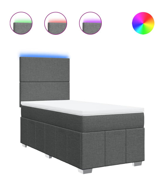 Boxspringbett mit Matratze Dunkelgrau 100x200 cm Stoff