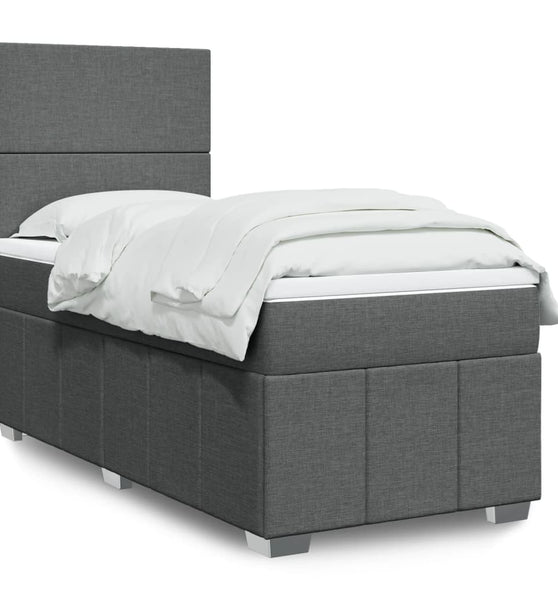 Boxspringbett mit Matratze Dunkelgrau 100x200 cm Stoff