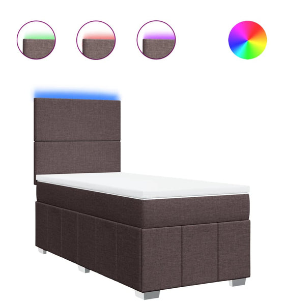 Boxspringbett mit Matratze Dunkelbraun 100x200 cm Stoff