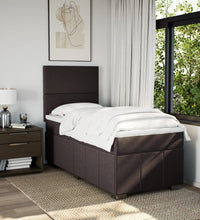 Boxspringbett mit Matratze Dunkelbraun 100x200 cm Stoff