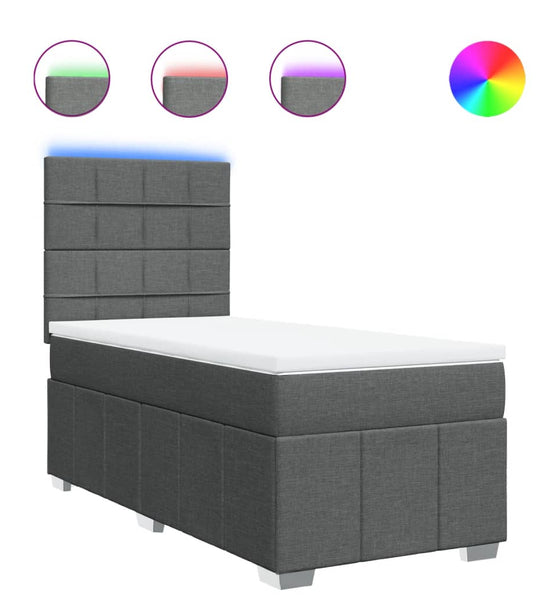 Boxspringbett mit Matratze Dunkelgrau 100x200 cm Stoff