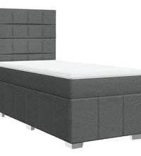 Boxspringbett mit Matratze Dunkelgrau 100x200 cm Stoff