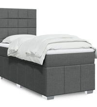 Boxspringbett mit Matratze Dunkelgrau 100x200 cm Stoff