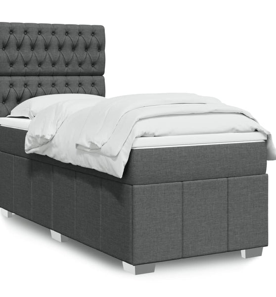 Boxspringbett mit Matratze Dunkelgrau 100x200 cm Stoff