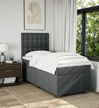 Boxspringbett mit Matratze Dunkelgrau 100x200 cm Stoff