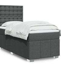 Boxspringbett mit Matratze Dunkelgrau 100x200 cm Stoff