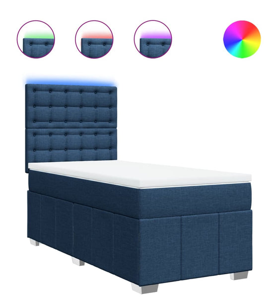 Boxspringbett mit Matratze Blau 100x200 cm Stoff