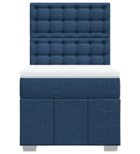 Boxspringbett mit Matratze Blau 100x200 cm Stoff