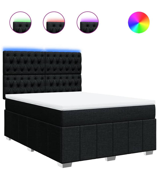 Boxspringbett mit Matratze Schwarz 140x190 cm Stoff