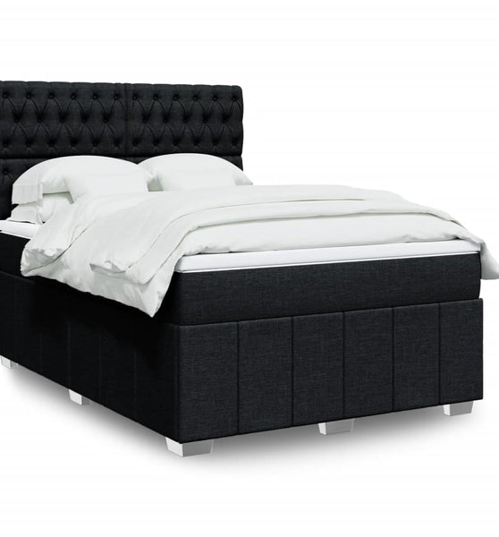 Boxspringbett mit Matratze Schwarz 140x190 cm Stoff