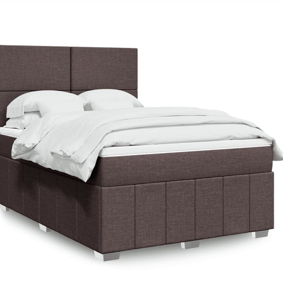 Boxspringbett mit Matratze Dunkelbraun 140x200 cm Stoff