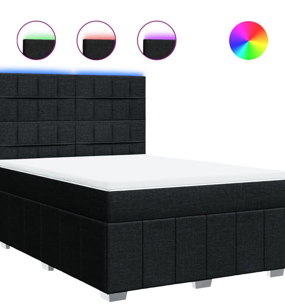 Boxspringbett mit Matratze Schwarz 140x200 cm Stoff