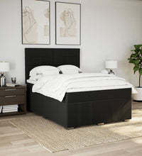 Boxspringbett mit Matratze Schwarz 140x200 cm Stoff