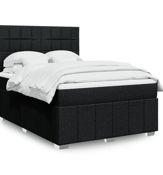 Boxspringbett mit Matratze Schwarz 140x200 cm Stoff
