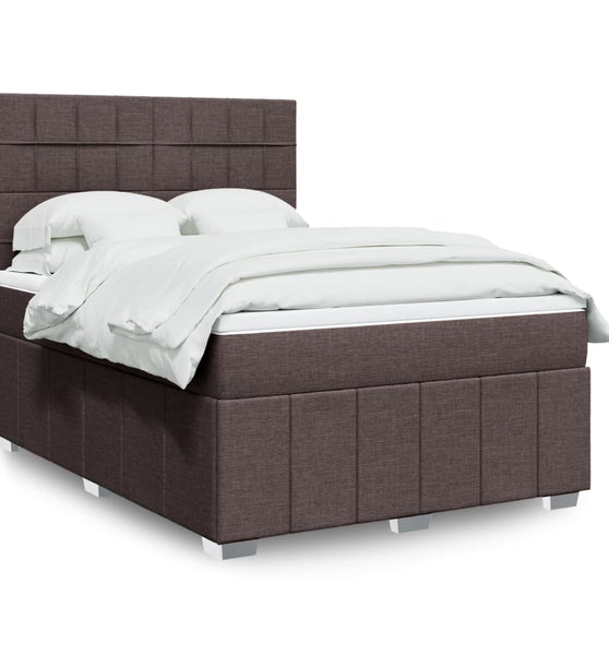 Boxspringbett mit Matratze Dunkelbraun 140x200 cm Stoff