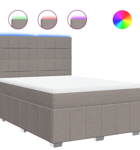 Boxspringbett mit Matratze Taupe 140x200 cm Stoff