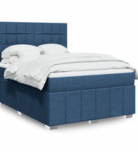 Boxspringbett mit Matratze Blau 140x200 cm Stoff
