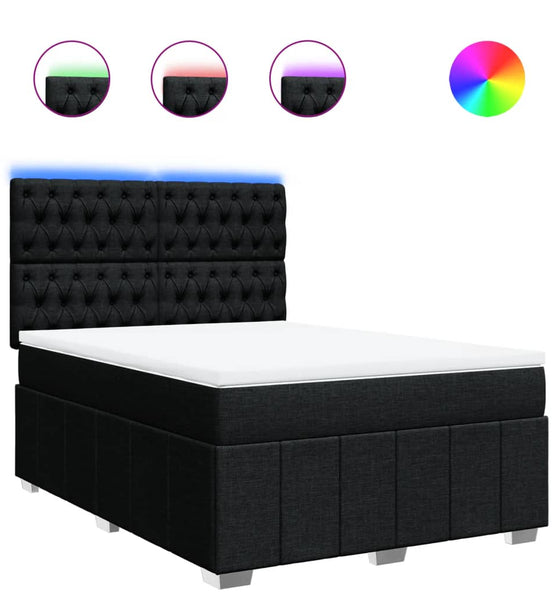Boxspringbett mit Matratze Schwarz 140x200 cm Stoff