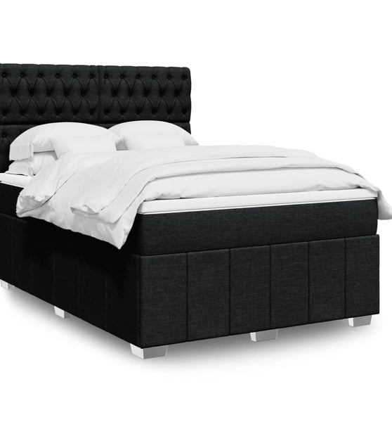 Boxspringbett mit Matratze Schwarz 140x200 cm Stoff