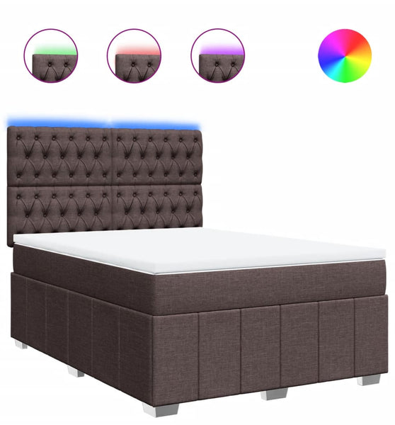 Boxspringbett mit Matratze Dunkelbraun 140x200 cm Stoff