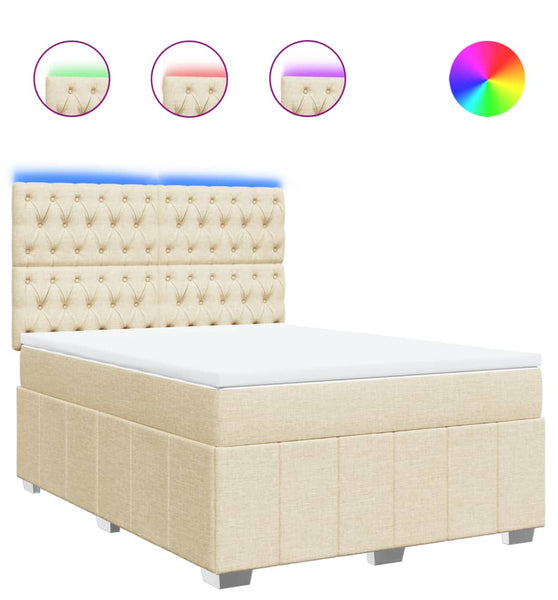 Boxspringbett mit Matratze Creme 140x200 cm Stoff
