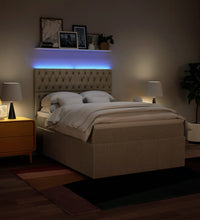 Boxspringbett mit Matratze Creme 140x200 cm Stoff