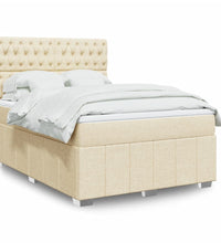 Boxspringbett mit Matratze Creme 140x200 cm Stoff