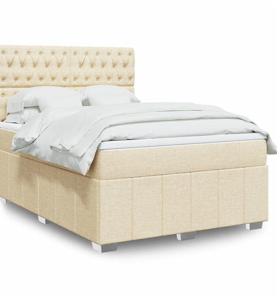 Boxspringbett mit Matratze Creme 140x200 cm Stoff