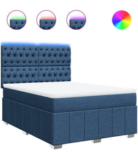 Boxspringbett mit Matratze Blau 140x200 cm Stoff
