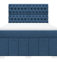 Boxspringbett mit Matratze Blau 140x200 cm Stoff