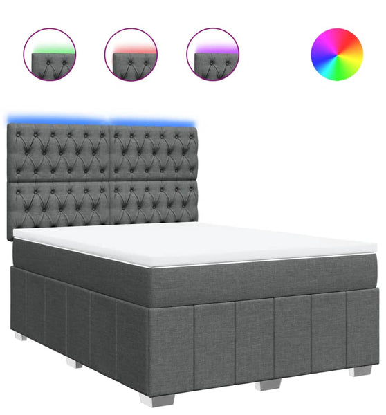 Boxspringbett mit Matratze Dunkelgrau 160x200 cm Stoff