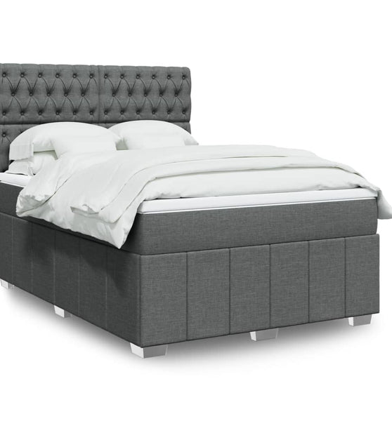 Boxspringbett mit Matratze Dunkelgrau 160x200 cm Stoff