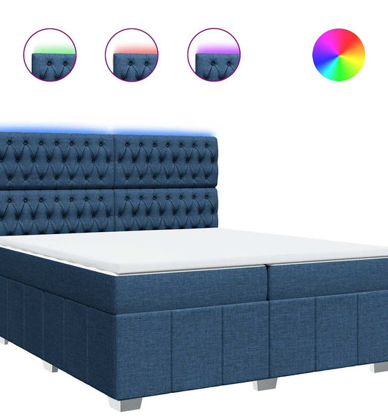 Boxspringbett mit Matratze Blau 200x200 cm Stoff