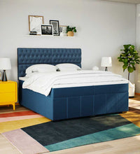 Boxspringbett mit Matratze Blau 200x200 cm Stoff