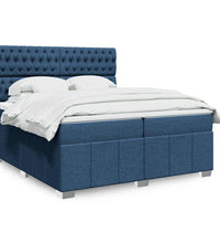 Boxspringbett mit Matratze Blau 200x200 cm Stoff
