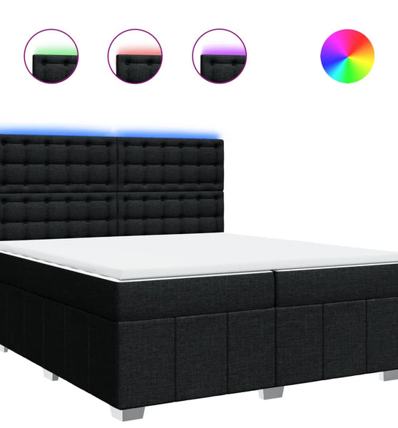 Boxspringbett mit Matratze Schwarz 200x200 cm Stoff