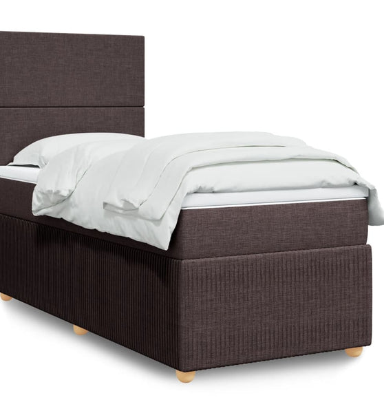 Boxspringbett mit Matratze Dunkelbraun 80x200 cm Stoff