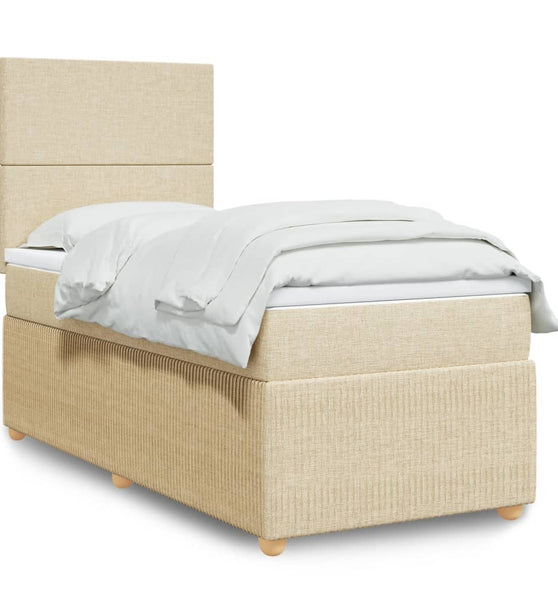 Boxspringbett mit Matratze Creme 80x200 cm Stoff