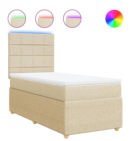 Boxspringbett mit Matratze Creme 80x200 cm Stoff