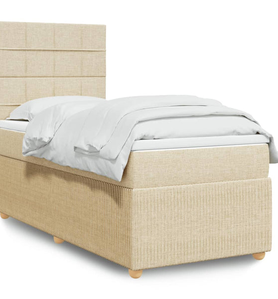 Boxspringbett mit Matratze Creme 80x200 cm Stoff