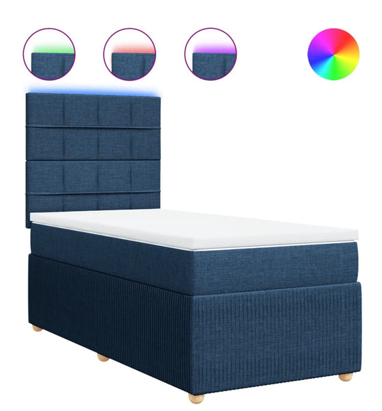 Boxspringbett mit Matratze Blau 80x200 cm Stoff