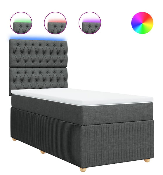 Boxspringbett mit Matratze Dunkelgrau 80x200 cm Stoff
