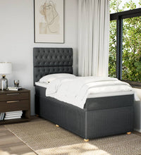 Boxspringbett mit Matratze Dunkelgrau 80x200 cm Stoff